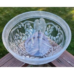 Libbey WISTERIA Love Bird Intaglio American Brilliant Period Cut Glass Bowl ABCG
